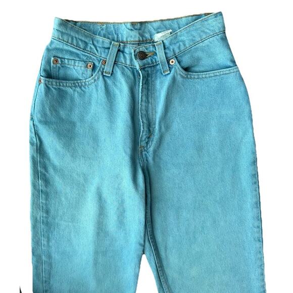 VTG Levi Strauss Womens Bright Blue Denim Jeans 512 Slim Fit Tapered USA 5 Short - Picture 2 of 7